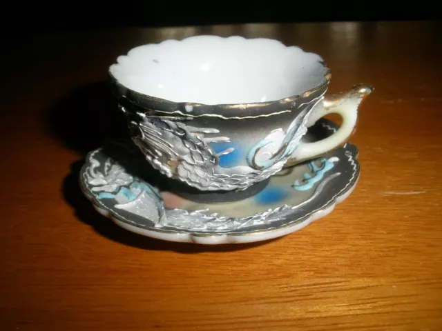 Miniature Cup & Saucer ACRA China Dragonware Vintage Occupied Japan Dragon