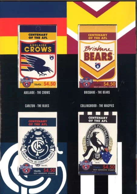 Australia Football League Afl Centenary 16 Stamp Booklets Mint Muh All 16 Teams 2