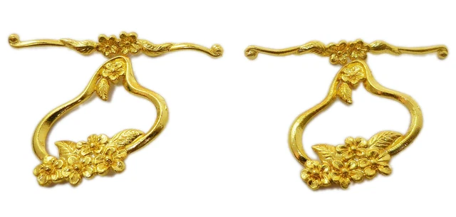 2 Set 39X49mm Bali Fancy  Flower Toggle Clasp 18k Gold Plated Jewelry