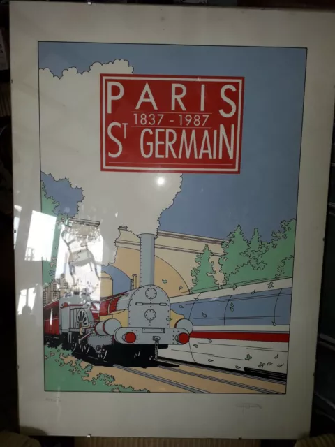 Rare Lithographie PARIS ST GERMAIN 1837 1987 Signée numérotée ORIGINALE