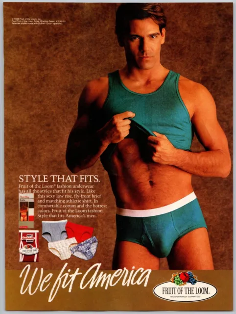 Fruit Of The Loom Fashion Underwear For Men Vintage Dec, 1989 Full Page Print Ad