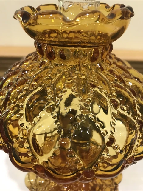 Miniature Amber Glass Diamond Quilt pattern Miniature Oil Lamp Shade 4" base 12