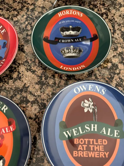 Owens WELSH ALE Set of 4 Pub Bar 8" Appetizer Plates  mint condition 3