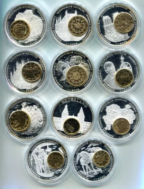 11 verschiedene Medaillen "DER EURO" mit Inlay  Ø 50mm, bitte ansehen     #1
