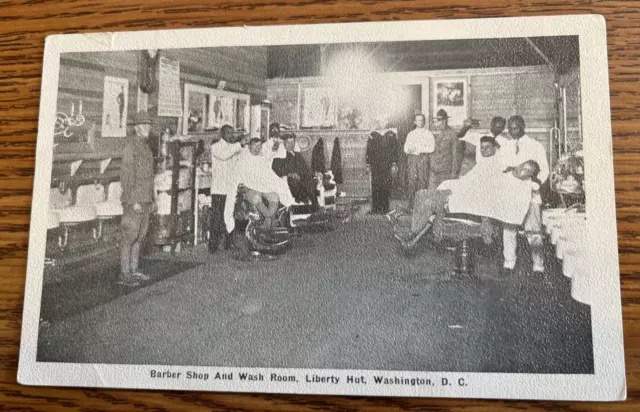 Vintage YMCA Military Barber Shop Postcard Liberty Hut Washington DC