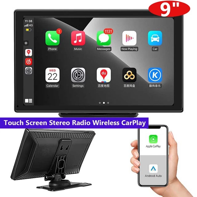 9" HD Touch Screen Car Stereo Radio USB Wireless CarPlay Android Auto MP5 Player