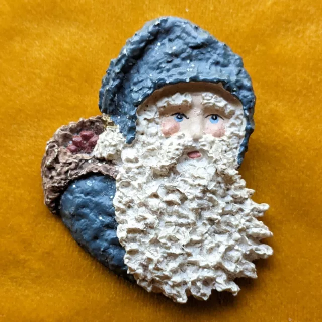 Old World Santa Pin Linda Lindquist Baldwin Belsnickle 1997 Christmas Blue