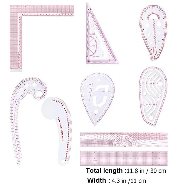 Measuring Ruler Craft 9PCS TRANSPARENT BEVELED Measure Rulers Plastic Sewing Ruler for DIY ...