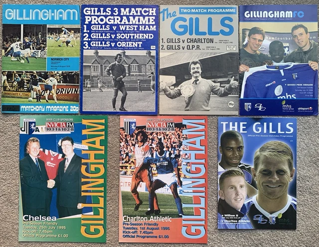 GILLINGHAM FC RARE PRE SEASON FRIENDLY FOOTBALL PROGRAMME COLLECTION ...