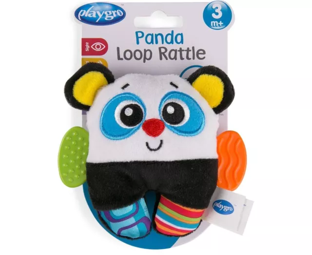 Playgro Panda Loop Rattle Teether 3 months + Colourful Baby Teething Soother