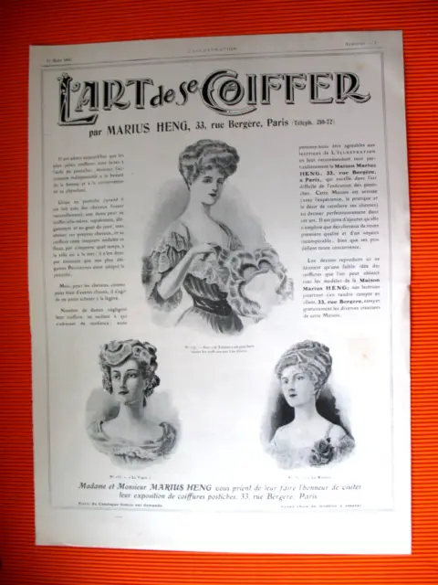 Marius Heng Press Advertisement Hair French Art Hair Ad 1906