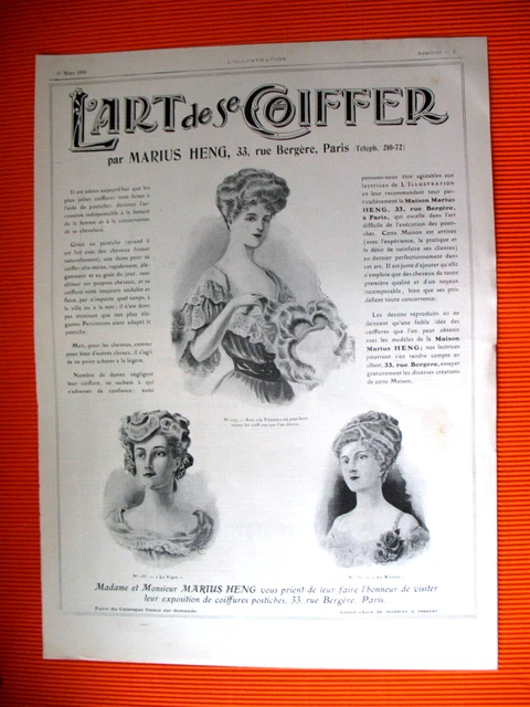Marius Heng Press Advertisement Hair French Art Hair Ad 1906