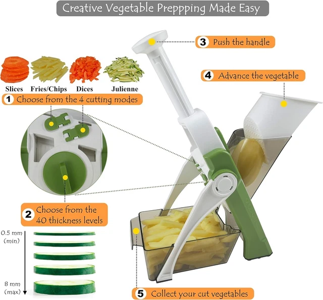 ONCE FOR ALL'S Safest Mandoline Vegetable Slicer with 4 Cutting Modes