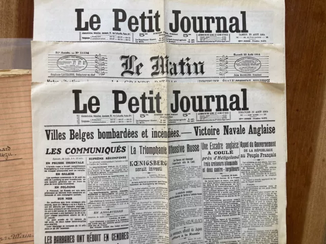 lot De journaux 1914 - 2 Le Petit Journal Et 1 Le Matin