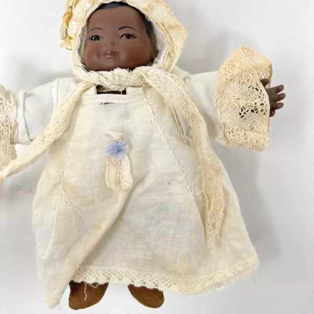 7” GRACE S PUTNAM Reproduction 1923 Frog Body African American Baby Doll-Germany