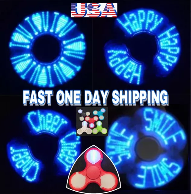 TEXT LED TRI SPINNER FIDGET.11 LEDs 12 TEXT MESSAGES & PATTERNS, CHRISTMAS GIFT