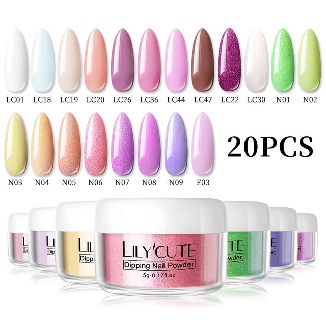 Kits de polvo para uñas de inmersión - 5 g colorido pigmento para uñas polvo decoración de manicura 1
