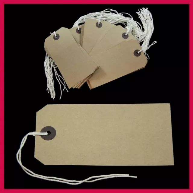 Merit Quality Manilla Brown Parcel Strung Tags 134mm x 67mm Tie On Labels ST6