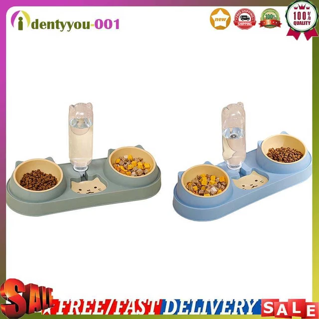 Cat Food Double Bowl Pet Automatic Feeder Water Dispenser Dog Cat Food Container