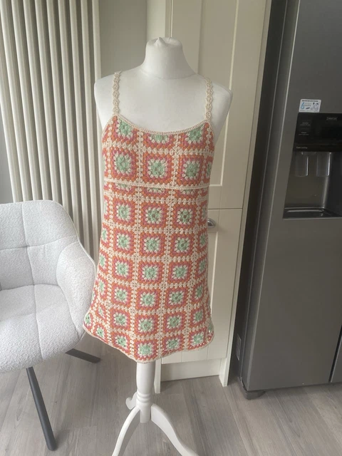 ZARA CROCHET LACE Dress Pink Orange Ecru Patchwork Size M Medium 8 10 Short  Mini 18.99 - PicClick UK