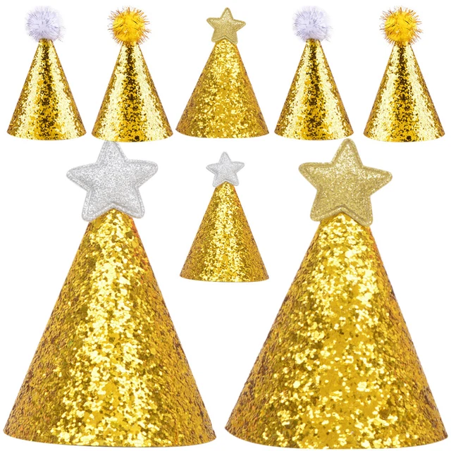 8 pezzi cappelli cono per feste di compleanno, cappelli per feste, cappelli per compleanno, oggetti di scena,