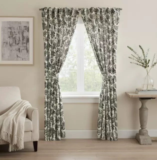 Waverly Charmed Life Floral Thermal Rod Pocket Curtain Panel 52" x 84" Onyx