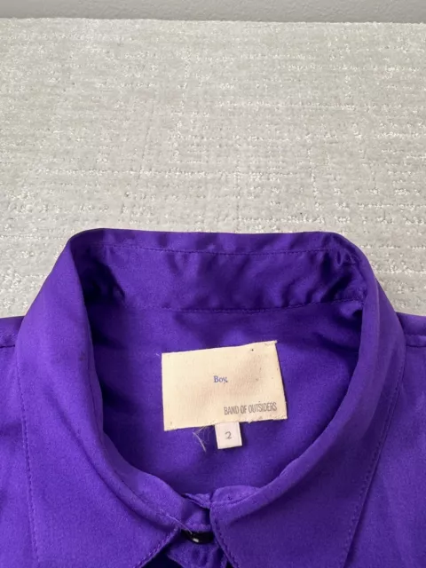 Band of Outsiders Blouse Women 2 Purple Silk Boy. Made in Italy Button 2