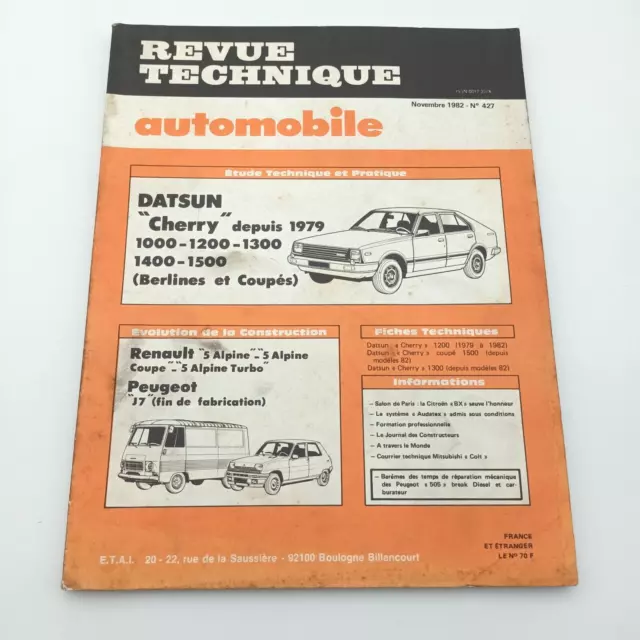 DATSUN CHERRY - RENAULT 5 ALPINE  - Revue technique automobile Documentation