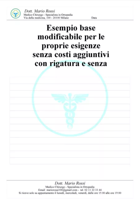 CARTA INTESTATA PERSONALIZZATA x MEDICI 100 FOGLI 80 GR. NAVIGATOR A4