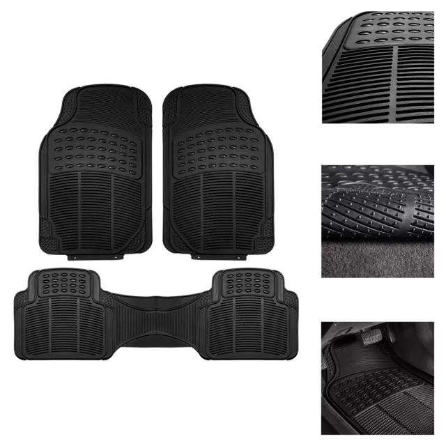 FH Group Universal Floor Mats for Car Heavy Duty All Weather Rubber Mats - Black