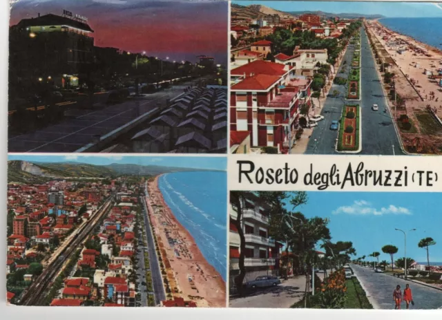 cartolina 1971 ITALIA TERAMO ROSETO DEGLI ABRUZZI VEDUTINE SALUTI ITALY POSTCARD