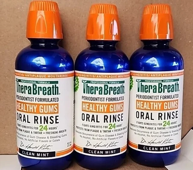 3X TheraBreath Healthy Gums Oral Rinse Clean Mint 16 oz EACH EXP 06/23 3X TheraBreath Healthy Gums Oral Rinse Clean Mint 16 oz EACH EXP 06/23