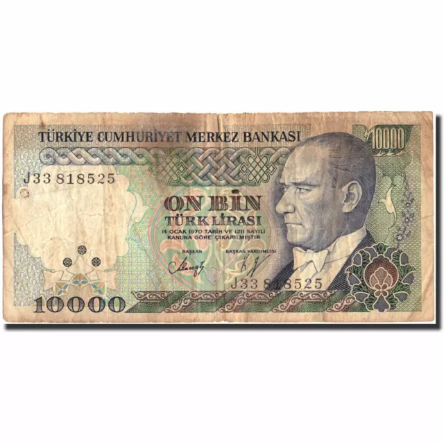 [#212097] Banknote, Turkey, 10,000 Lira, 1970, 1970-10-14, KM:199, VG