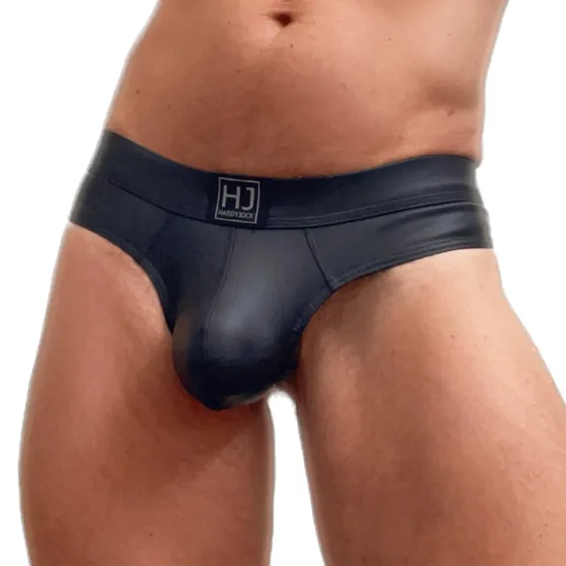 HARDYJOCK Mens Black Faux Leather Sexy Underwear Thong G string T Back Brief