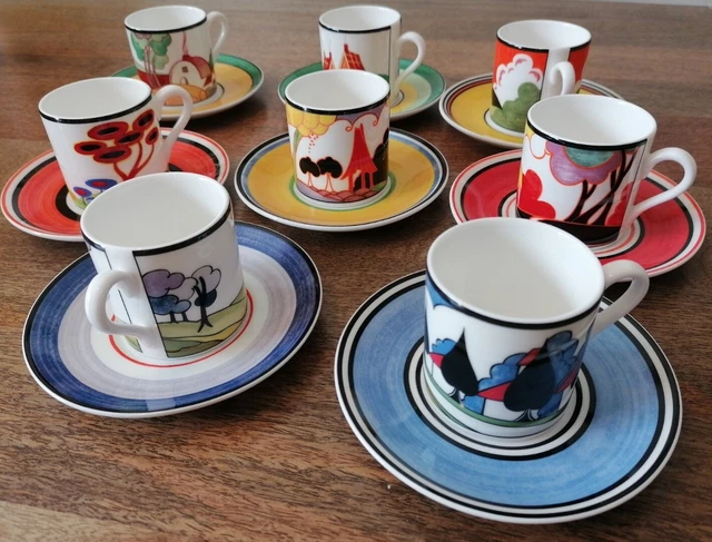 wedgwood clarice cliff 8 Coffee Cup With Saucer Set