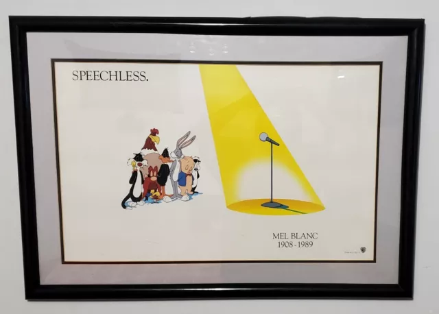 WB Looney Tunes Speechless Mel Blanc 1908-1989 Lithograph Framed