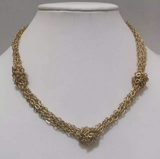 K. AMATO 5-Strand Gold-Filled Oval Link Chain Necklace 3 Knots as Stations