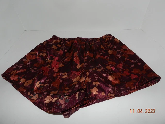 M VTG floral tap panties sleep short unbranded burgundy