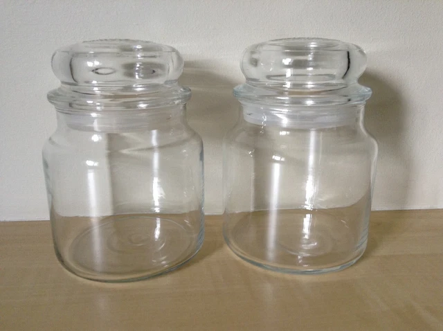 2 frascos de velas yanquis restaurados tamaño mediano con tapas. Almacenamiento, fabricación de velas.