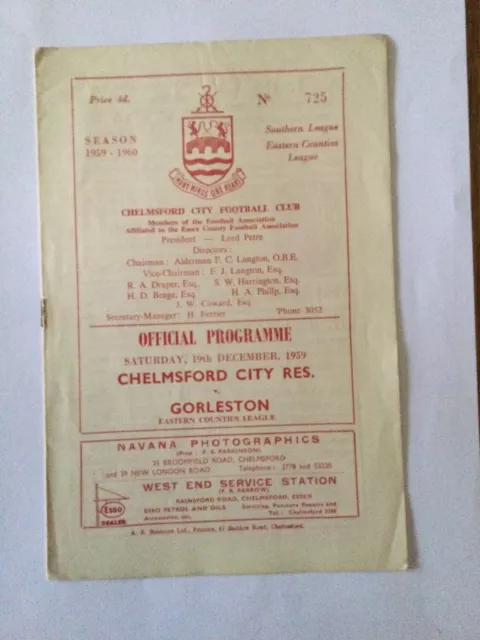 CHELMSFORD CITY Res v GORLESTON 1959/0.