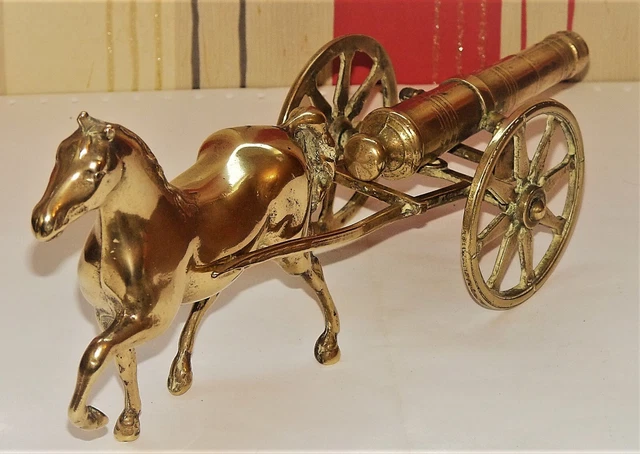 Sculpture Cheval De Guerre Vintage, Bois Et Laiton, Fait Main, Objet Déco