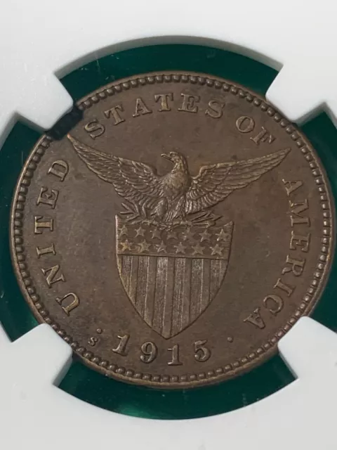 Us Philippines One Centavo 1915-S Ngc Au 58 Bn Key Date Scarce