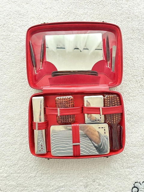 Coffret De Voyage Vintage – Trousse De Toilette Homme En Cuir – Noir – Neuf Sans étiquette – Malette Ancienne