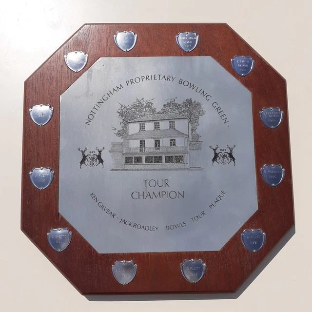VINTAGE ANTIQUE Wooden Shield Award Trophy 1986
