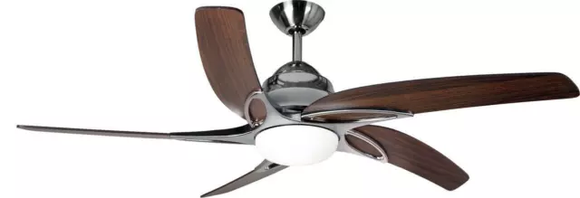 Fantasia Viper 44in Ceiling Fan LED Light Stainless Steel Dark Oak Blades 115649