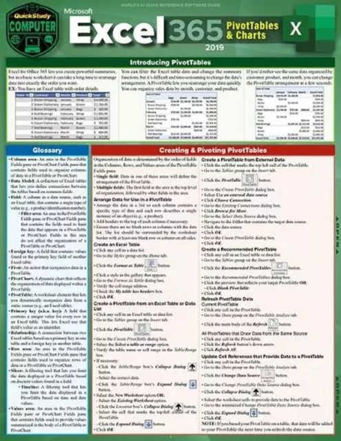 Excel 365 - Pivot Tables & Charts: A Quickstudy Laminated Reference Guide by Cur