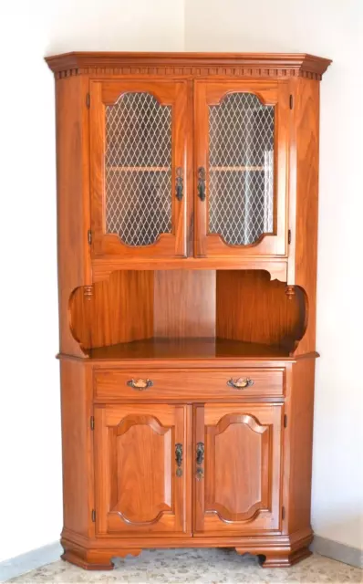 Angoliera Vintage in legno massiccio di Mogano Marca HERVIGON  con vetrina
