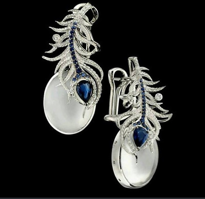 Fashion Moonstone 925 Silver Filled Drop Earring Women Party Gift