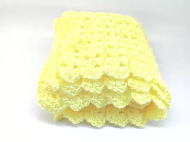 Handmade Crochet Baby Blanket Lap Afghan Wrap Throw 34 X 34 in. Yellow