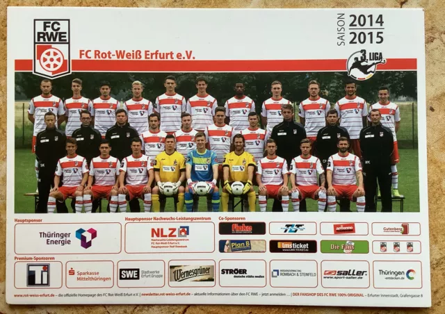 FC Rot-Weiss Erfurt Mannschaftsfoto/Postkarte 2014/15